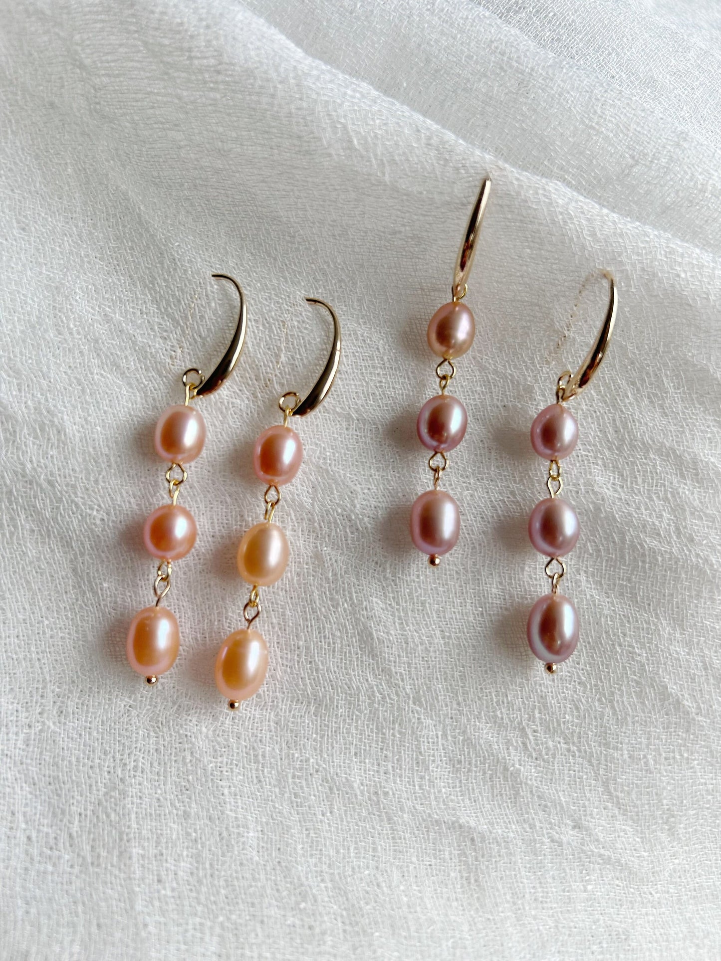 Purple pearl ear drop, freshwater pearl earrings, pink pearl ear drop